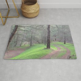 Pine Forest Road Rug | Road, Landscape, Roomart, Homedecor, Scenic, Pines, Photo, Pinecones, Woodland, Nature 