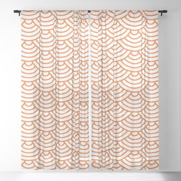 Orange Japanese wave pattern Sheer Curtain
