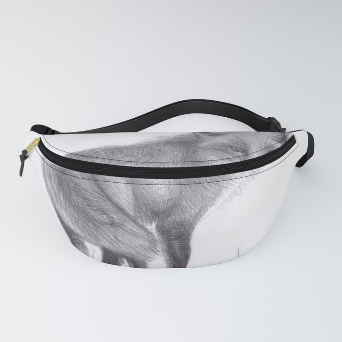 Red Fox Looking Back - Drawing Pencil Sketch Artwork Fanny Pack