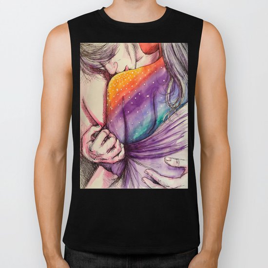 cosmic shoulder kiss Biker Tank