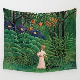 Woman Walking in an Exotic Forest, Rousseau Wall Tapestry