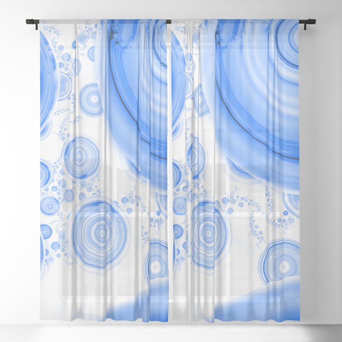 Baby Blue Bubbles In An Ozone Sky Of Cloudy White Sheer Curtain By