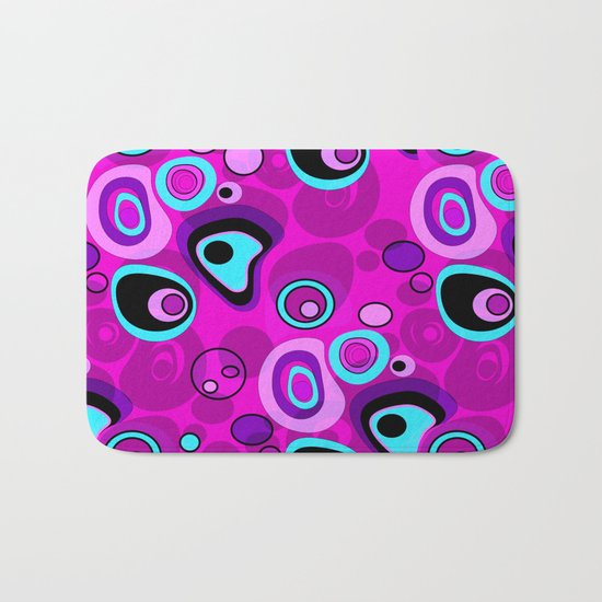 Abstract black and pink , turquoise polka dot pattern . 2 Bath Mat