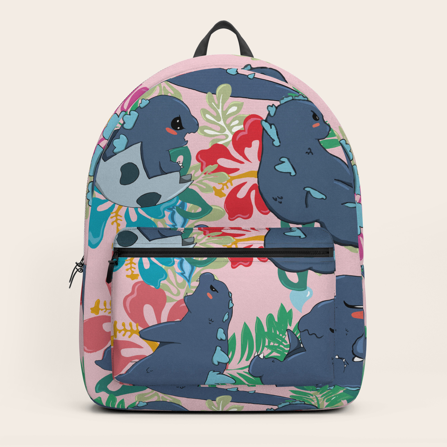 chibi godzilla pink backpack by daringgame