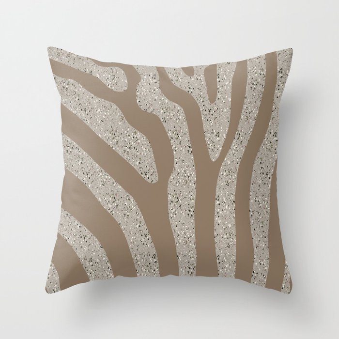 Textured Small Terrazzo Zebra Stripes Pattern - Desert Sand Brown Throw Pillow