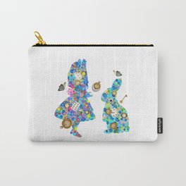Colorful Watercolor Alice & The Rabbit - Wonderland Time Carry-All Pouch | Girl, Watercolor, Dots, Colorful, Animal, Gild, Vintage, Splatter, Butterflies, Silhuette 
