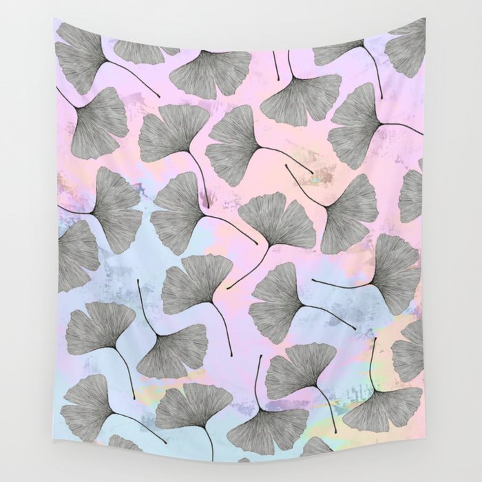 Biloba On Pastel Pink And Baby Blue Watercolor Background Wall Tapestry By Szilvi Society6 Biloba On Pastel Pink And Baby Blue Watercolor Background Wall Tapestry By Szilvi Society6