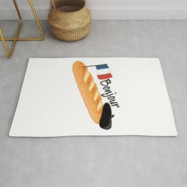 Bonjour Oui Oui Baguette - Funny French Area & Throw Rug