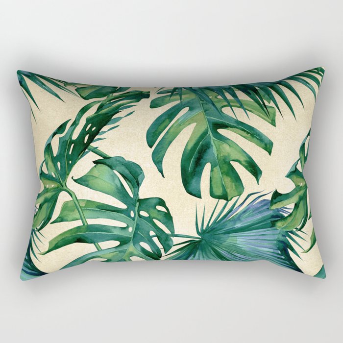 Tropical Island Republic Green on Linen Rectangular Pillow