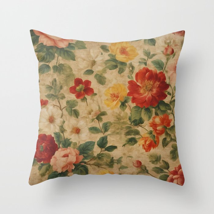Vintage Watercolor Floral Popular Collection Throw Pillow