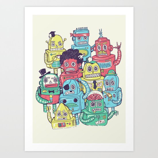 Robot's can't Smile Art Print