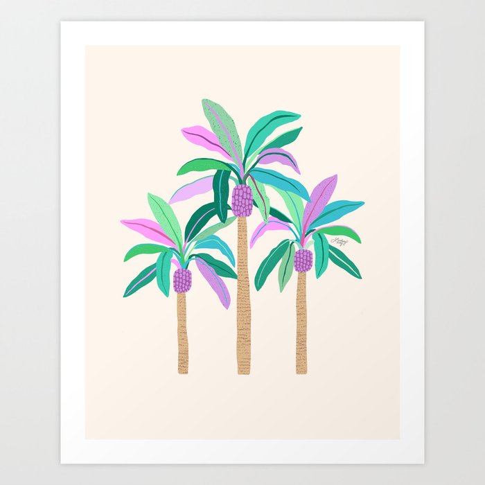 Palm Trees Illustration (Cool Palette) Art Print