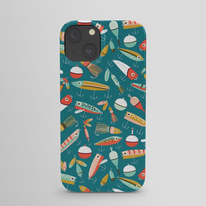 Fishing Lures Blue iPhone Case by Allison Romero Design