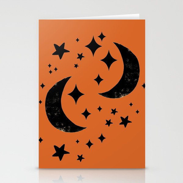 Moon and Stars Orange Stationery Cards