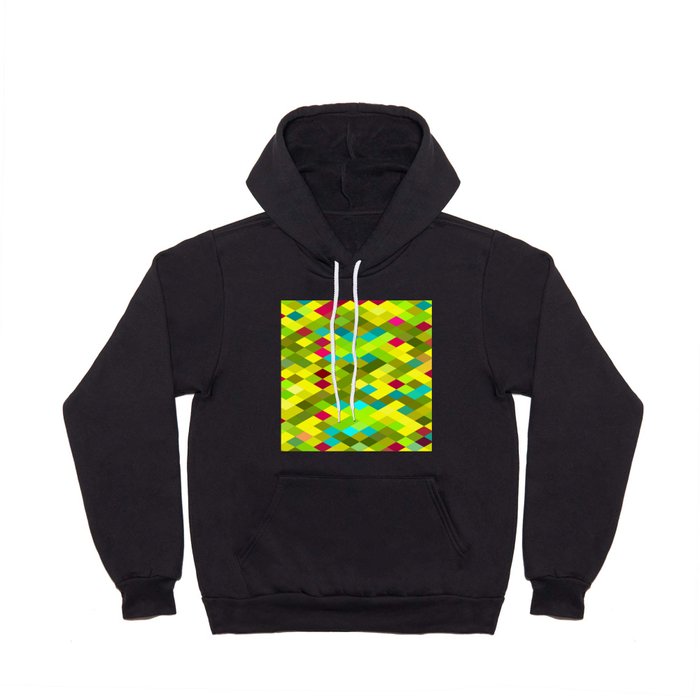 geometric square pixel pattern abstract in yellow red green blue Hoody