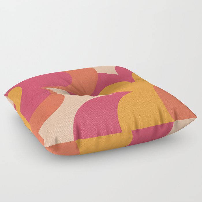 Retro style flowers with colorful petals Floor Pillow