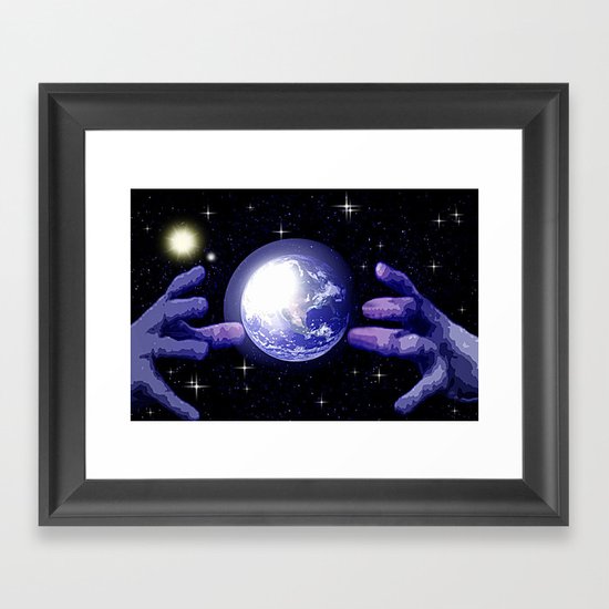 In good hands. Framed Art Print