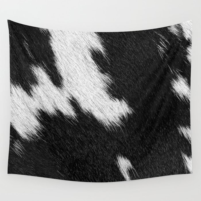 Black and White Cow Fur Detail (Digitally Created) Wall Tapestry