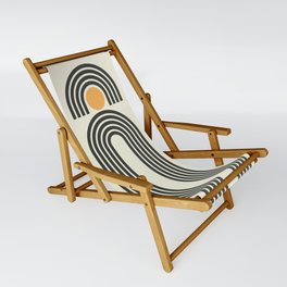 Geometric Lines in Gold and Black 11 (Sun and Rainbow Abstract) Sling Chair