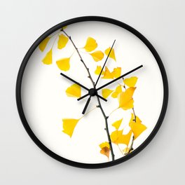 Gingko Biloba Leaves-Gingko Tree- Gingko leaf-Branch-Yellow Leaves-Japanese Travel photography Wall Clock