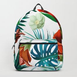 Tropical Leaves and flowers Backpack