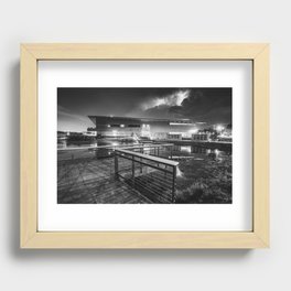Electric Skies Over The Thaden Fieldhouse - Monochrome - Northwest Arkansas Recessed Framed Print