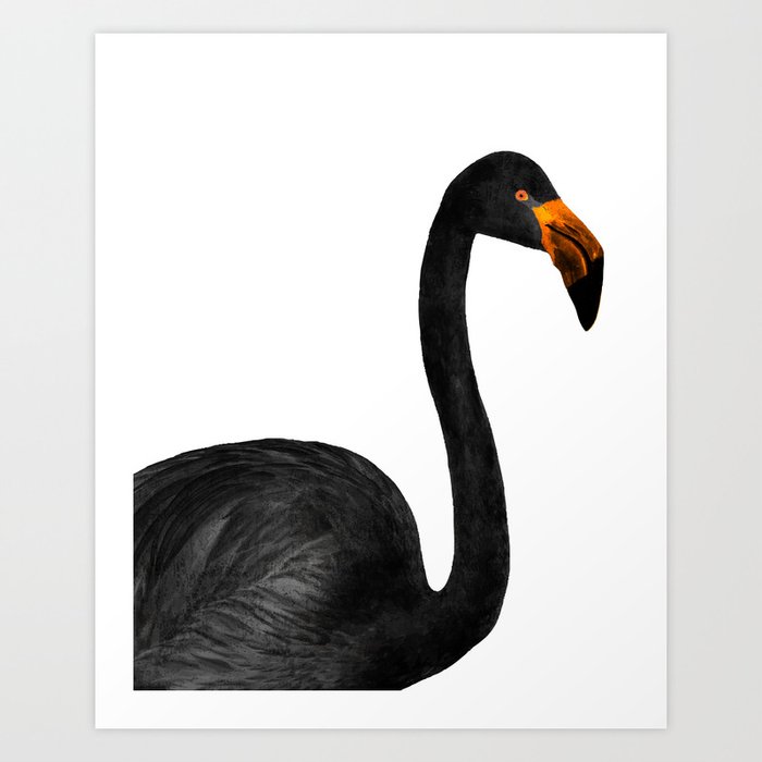 Black Flamingo 2 - Tropical Wall Decor - Flamingo Posters - Exotic Birds - Black, Modern, Minimal Art Print