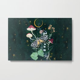 Mushroom night moth Metal Print | Painting, Mushroom, Flowers, Gouache, Paint, Butterfly, Curated, Night, Moth, Stars 
