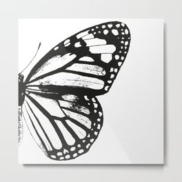 Monarch Butterfly | Right Butterfly Wing | Vintage Butterflies | Black and White | Metal Print
