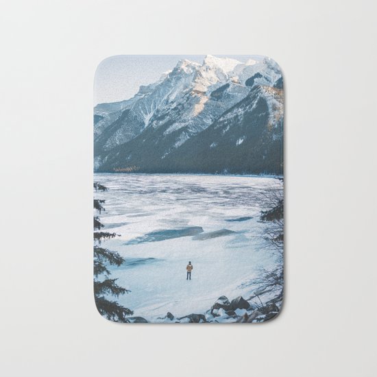 Winter at Lake Minnewanka Bath Mat