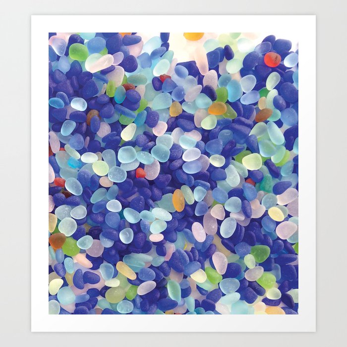 Sea Glass Love Collage EXTRAVAGANZA Original Valentines Day Gift - Donald Verger Valentine's Art Art Print