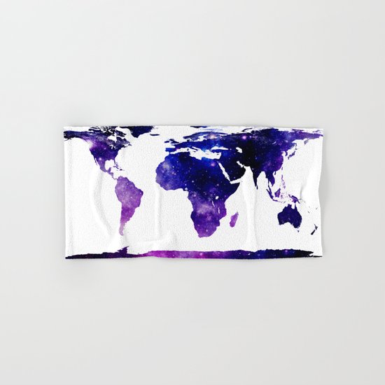 World Map Purple Blue Hand & Bath Towel