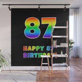 [ Thumbnail: HAPPY 87TH BIRTHDAY - Multicolored Rainbow Spectrum Gradient Wall Mural ]