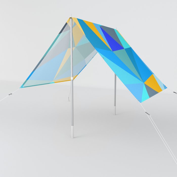 Eome - Colorful Geometric Triangle Art Design Pattern in Blue Sun Shade