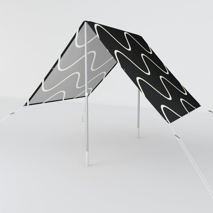 Abstract Wavy Lines Pattern - Black and white Sun Shade