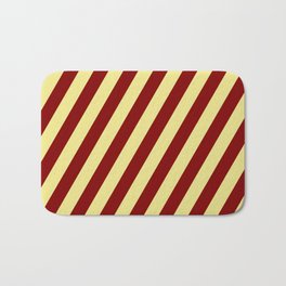 [ Thumbnail: Tan and Maroon Colored Pattern of Stripes Bath Mat ]