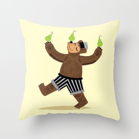 A Bear With Pears Throw Pillow