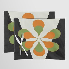 Mid-Century Modern Art 1.4 - Green & Orange Flower Placemat