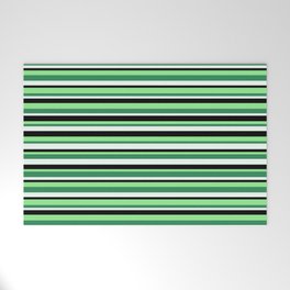 [ Thumbnail: Light Green, Sea Green, Mint Cream & Black Colored Pattern of Stripes Welcome Mat ]