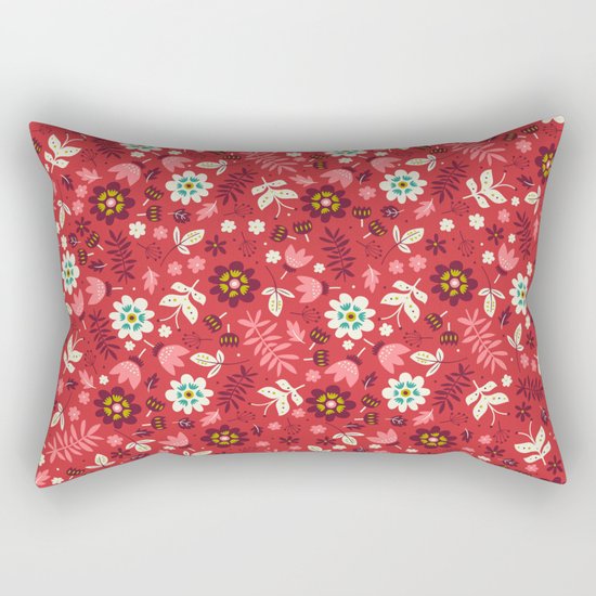 Fresh Blossoms (Reds) Rectangular Pillow