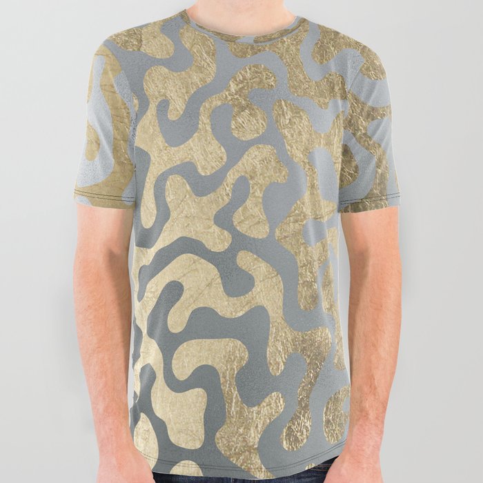 Modern elegant abstract faux gold silver pattern All Over Graphic Tee