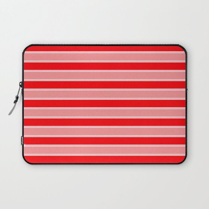 Large Horizontal Christmas Holiday Red Velvet and White Bed Stripe Laptop Sleeve