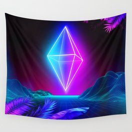 Neon landscape: Synth Crystal Wall Tapestry