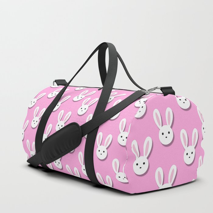 Adorable Bunny Pink Background Pattern Duffle Bag