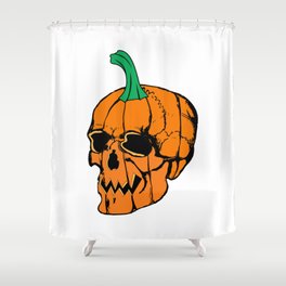 Pumpkin Skull  Shower Curtain