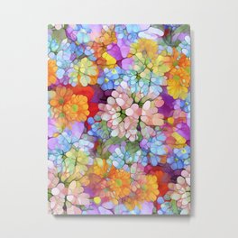 Rainbow Flower Shower Metal Print | Photo, Pattern, Hippie, Vintage, Color, Digital Manipulation, Happy, Joy, Love, Abstract 