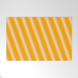 [ Thumbnail: Orange & Tan Colored Stripes/Lines Pattern Welcome Mat ]