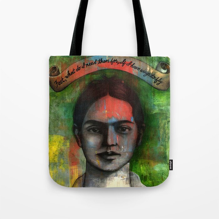 Wings to Fly, a portrait of Frida Kahlo Tote Bag