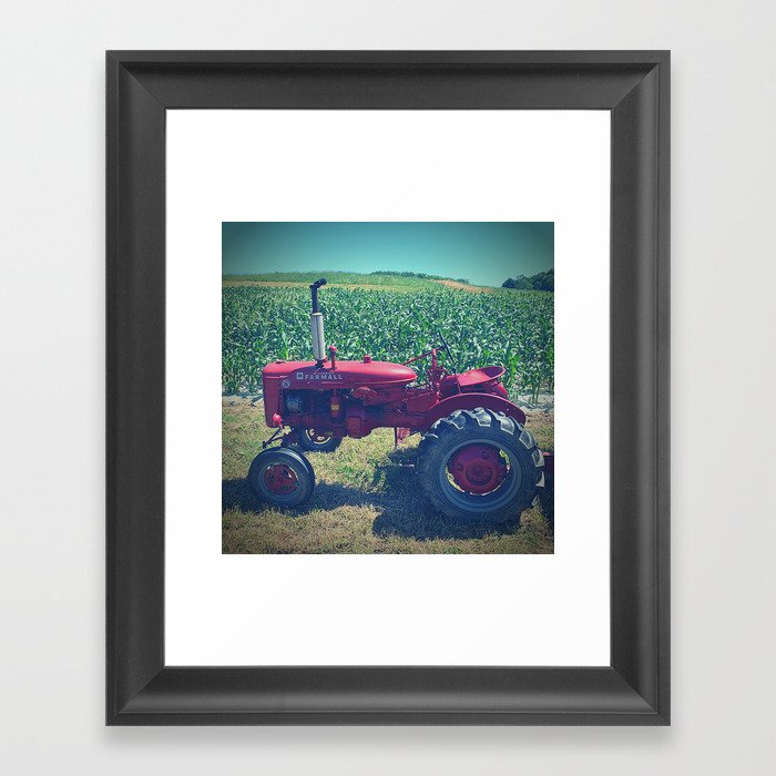 Farm Tractor Corn Field Farmer Print Framed Art Print