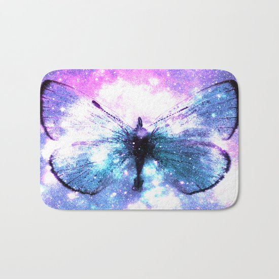 Celestial Butterfly Pink Lavender Aqua Bath Mat